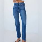 AYR  The Bomb Pop Ankle Straight Jeans Raw Hem Blue 25 Short Photo 1