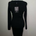 Pretty Little Thing black ribbed knitted long sleeve Cut-Out Dress size M Photo 4