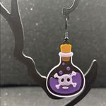 Glow in the Dark Skull Poison Potion Earrings ☠️💜 Halloween Jewelry Purple Photo 2