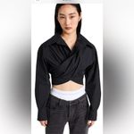 Alexander Wang NWT  Cross Front Cropped Shirt Black Size 6 Designer Luxury Photo 10