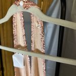 Sparkling Rose Gold Sequin Halter Jumpsuit Pink Size M Photo 2
