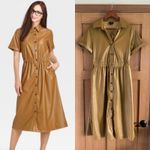Who What Wear  Faux Leather Camel Button Down Midi Dress Women’s size Small Photo 1