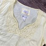 Anthropologie Malvin Shirt Women 10 Yellow 100% Linen Tunic 3/4 Sleeve Beachy Photo 6