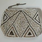 Vintage Beaded Clutch in Cream and Brown Photo 0