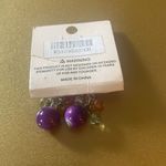 Women’s Vintage Purple and Multicolor Beaded Earrings, Hook Backing Photo 1
