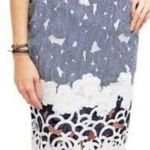 J.O.A. Los Angeles Laser Cut Pencil Skirt White Blue Floral Photo 0
