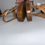 Italian Shoemakers  Size 8 Slide On Floral Flat Sandals Leather Brown Tan Photo 9