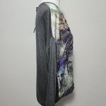 Single By Galina Sobolev Gray Silk Knit Combo Peacock Vneck Tee Size Small Photo 2