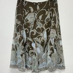 Ann Taylor  Women’s Y2K Brown Blue Floral Paisley Pull On Midi Length Skirt Zip Photo 4