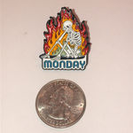 Fire Flames Monday Skeleton Funky Y2K Boho Scatter Pin Black Photo 1