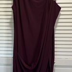 Slny Burgundy Sleeveless Dress Size 16 Rhinestone Straps Lined Ruffle Back Zip Photo 0