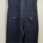 SERFONTAINE XFit Lycra Front Zip Short Sleeves Wide Leg Denim Jumpsuit Overalls Size 28 Photo 11