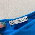 ZARA EUC  women’s bright blue off-shoulder ruffle sleeve fitted bodysuit large‎ Photo 2