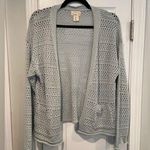 Nicole Miller Artelier  Size S Light Blue Open Front Mesh Knit Pocket Cardigan Photo 0
