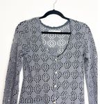 Free People Beach Love Song Crochet Duster Cardigan Size XS Gray Button Front Photo 3
