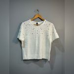 H&M Off-White Beaded Short Sweater Size L NWT Photo 3