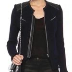 IRO  Ceylona Leather Trimmed Navy & Black Knit Jacket Sz 38 (M) US Sz 6 Photo 0
