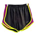 Nike  Dri-FIT Running Shorts Women's Medium Black Purple Neon Trim Athletic Photo 1