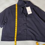 NWT Mar de Lua Arlet Shirt Womens Small Medium Navy Blue Cropped Boxy Resort Top Photo 6