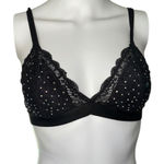 Large Victoria’s Secret PINK black lace bralette silver embroidered rhinestones​ Photo 0