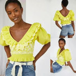 Anthropologie  Place Nationale Ruffled Linen Blouse Size Small Photo 1