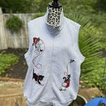 Vintage Blair Boutique Cat Lady Fleece Vest Black Pink Zipper Grannycore Gray Size XL Photo 0