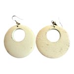 Wooden circle boho design beige dangle earrings funky bohemian Brown Photo 2