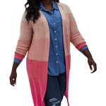 Torrid Womens Ombre Striped Slouchy Duster Cardigan Sweater Size M Pink Cream Photo 0