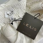 Le lis White Short Puff Sleeve Tie Back Crop Top size Small Linen Blend Cut Out Photo 7