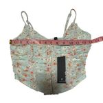 Lulus Weekend Impulse Light Blue Floral Ruffled Cropped Tank Top NWT Photo 6