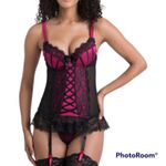 LOVEHONEY Lace Up Bustier Corset Black Size 2X Photo 1