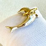 Tiffany & Co. Authentic Rare 18k Gold 925 Silver Dolphin Hoop Brooch Pin Photo 9