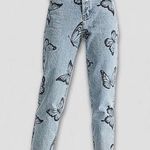 PacSun Eco Butterfly Jeans High Waisted Straight Leg Raw Hem Light Wash Blue 26 Photo 0
