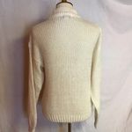 Vintage 80s Hand Knit Turtleneck Sweater | Cream Cable Knit Cottagecore Size M Photo 9