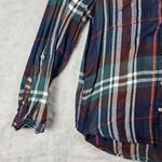 Lucky Brand  Button Up Long Sleeve Shirt Epaulettes Blue Red Womens Size Medium Photo 3