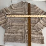 L.L.Bean Striped Knit Full Zip Cardigan Sweater Women Large Beige Coastal Grandma Photo 9