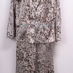 PINK - Victoria's Secret Pink Pajamas Brown/Tan Leopard Soft Buttery Smooth Casual Sateen Button Up; M Photo 0