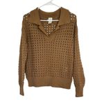 Joie  Brown Collared Sweater Size XS Preppy Sheer Contemporary Neutral Photo 0