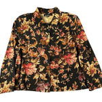 Briggs New York Vtg Womens PL Button Up Black Floral Fall Shirt Long Sleeve Photo 0