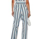 Lela Rose Stripped V Neck Bow Tie Belted Wide Leg Jumpsuit Size 2 Photo 1