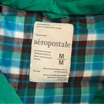 Aeropostale  Womens Puffer Vest Hooded Faux Fur Green Full Zip Med Plaid Lined Photo 6
