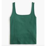 J.Crew Essential Squareneck Tank Top Cotton Basics Relaxed Green Medium NWT Photo 2