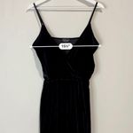 Topshop Women’s Sleeveless Faux Wrap Velvet Jumpsuit Black Size 6 EUC Photo 7