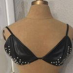 SheIn Faux Leather Pearl Studded Tie Closure Bra M Goth Punk Rocker 80s Style Photo 0