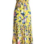 Maaji NEW  Strapless Long Smocked Tiered Maxi Dress Floral Sunshine Print Size M Photo 2