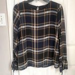 VERO MODA Tie Sleeve Crewneck Plaid Blouse Photo 0