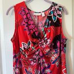Chico's  Red Orange Asymmetrical Floral Dress 2 12 L Photo 4