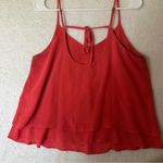 Forever 21  Red/Orange Chiffon Tie-Back Cami Top Flowy 2010s Summer Tank Photo 2