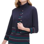 Tommy Hilfiger New  Striped Hem Cropped Cardigan 3/4 Sleeve Sweater Navy Photo 0