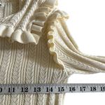 ZARA Cream Ruffle Collar Knit Crystal Jewel Button Cardigan Sweater Size Medium Photo 5